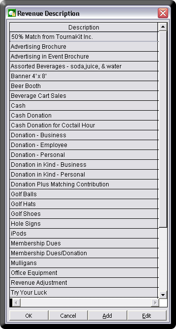 Charity Golf Tournament Software Revenue Type Description
