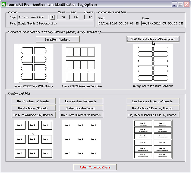 Auction Item Id Tag Options Menu