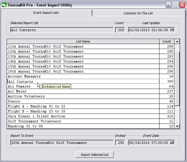 Charity Golf Event Import Utility