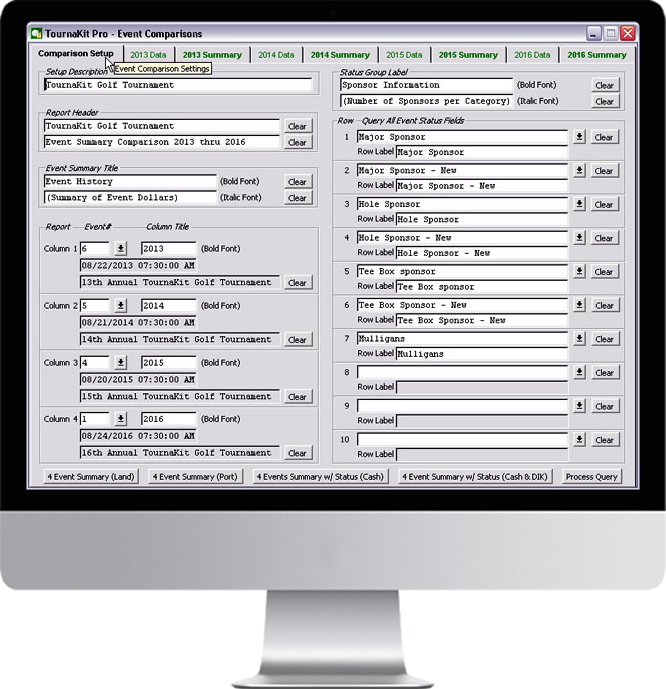 TournaKit Pro Features - Event Comparisons Setup