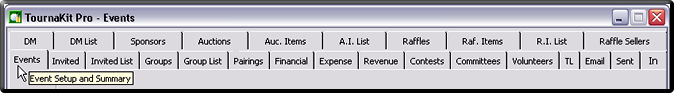 TournaKit Pro Features - Events Tabs 