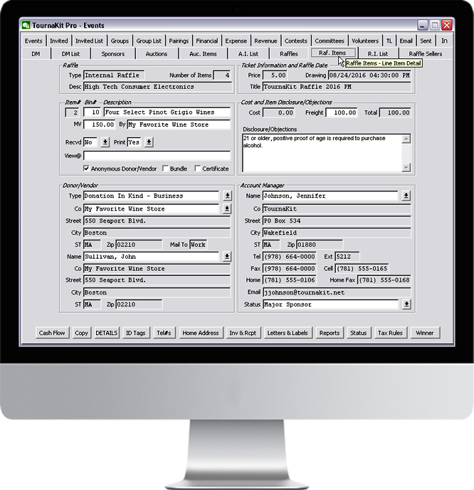TournaKit Pro Features - Event Raffle Items
